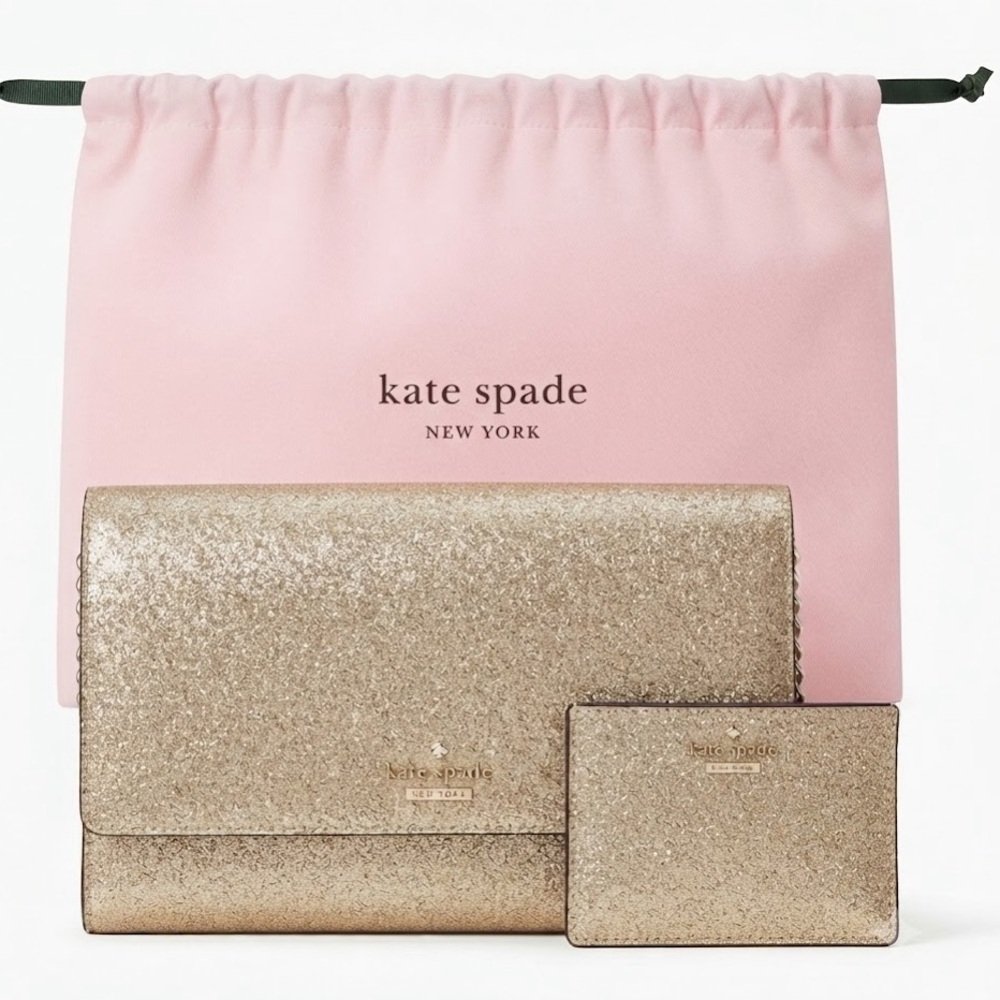 Kate Spade Storybook Bundle 🔥 Convertible Glitter Crossbody/Clutch & Card Case